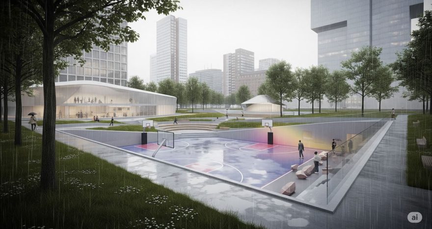 Rinnovabili • Water squares: le piazze d’acqua che attirano la pioggia