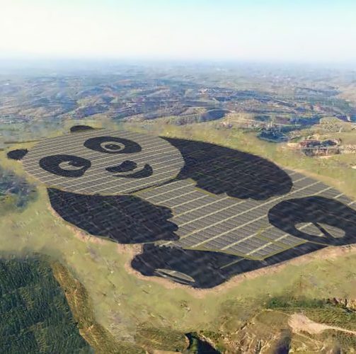 impianto fotovoltaico a forma di panda