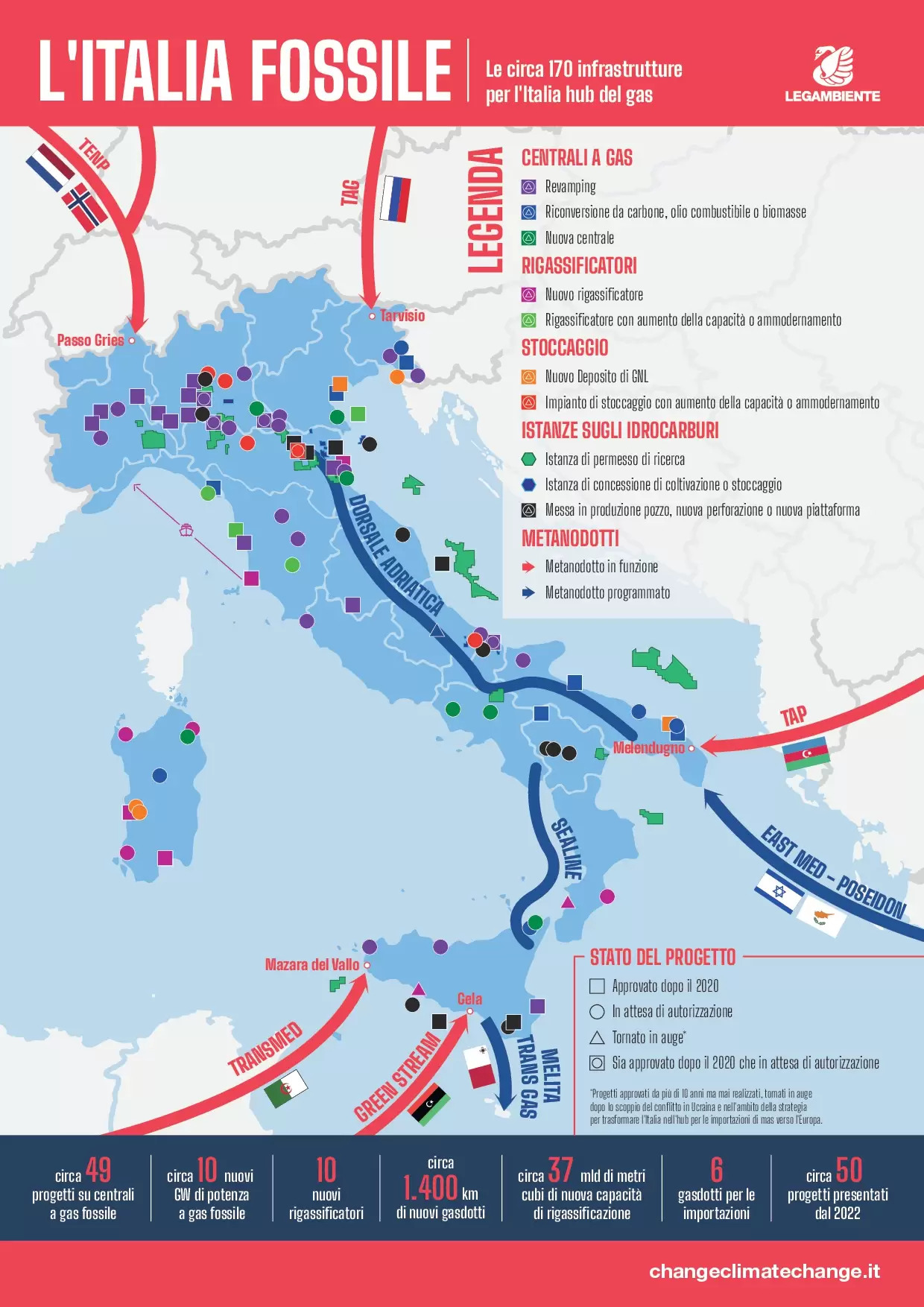 Infrastrutture fossili in Italia: Legambiente, con Meloni “quadro preoccupante”