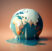 3d render of earth with melting ice. Global warming concept.