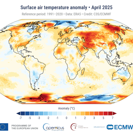 Rinnovabili • Copernicus: aprile 2025, il secondo aprile più caldo a livello globale