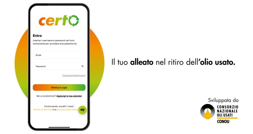 Rinnovabili • CONOU presenta Certo, l'App che semplifica il ritiro degli oli minerali usati