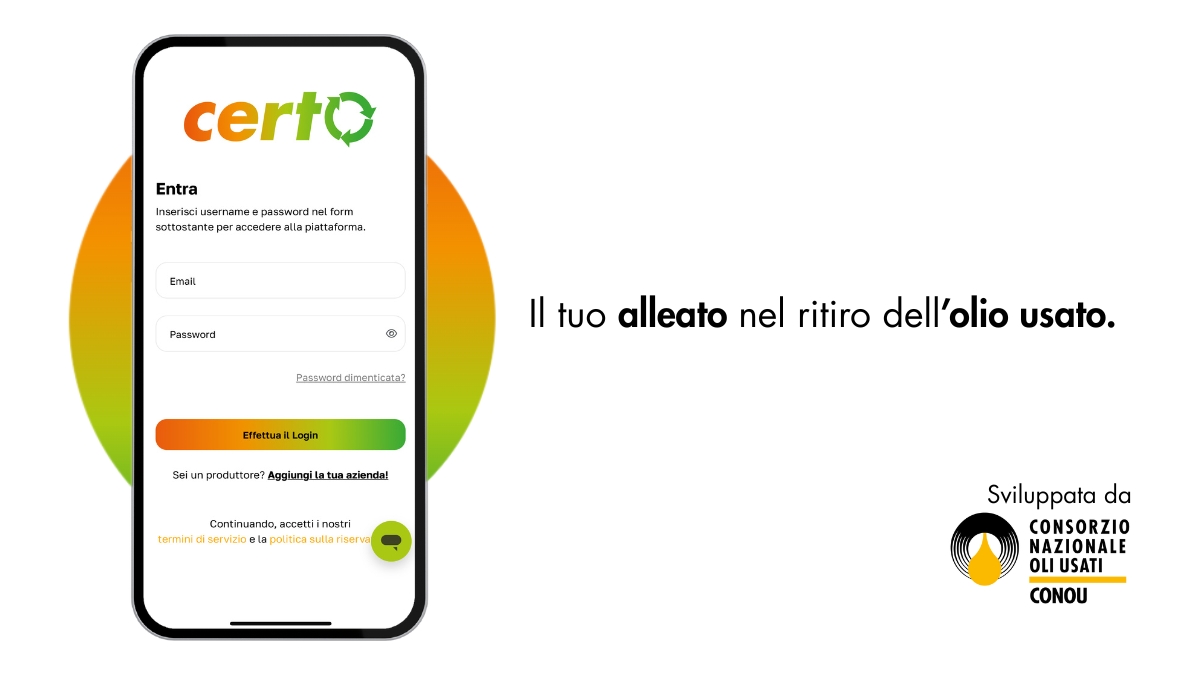 Rinnovabili • CONOU presenta Certo, l'App che semplifica il ritiro degli oli minerali usati