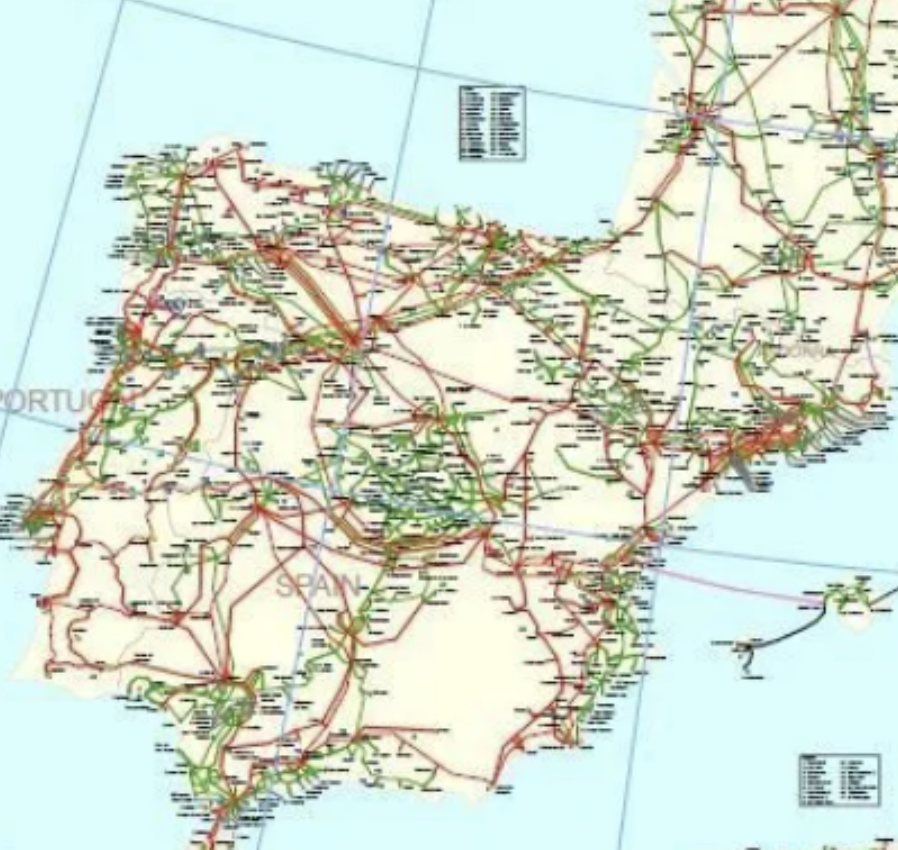 Figura 2 - Rete elettrica nella penisola iberica e interconnessioni (da sito entso-e)