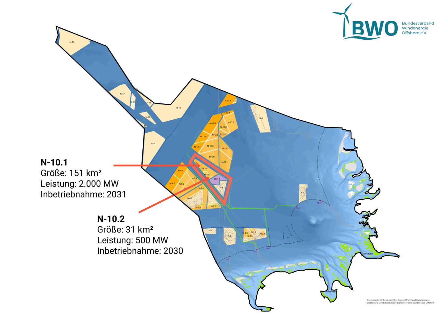 I due siti eolici offshore nel Mare del Nord - N-10.1 e N-10.2