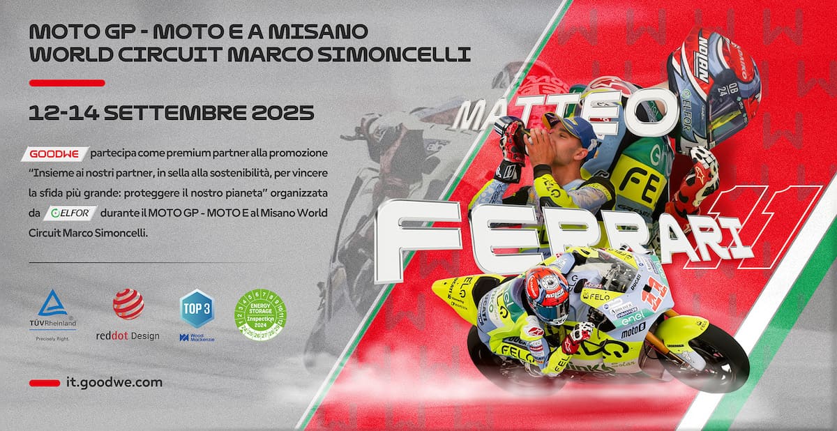 GoodWe partner premium al MOTO GP – MOTO E al Misano World Circuit Marco Simoncelli