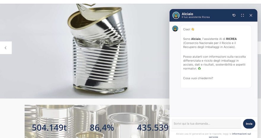 Rinnovabili • Ricrea lancia Alciaio, la prima intelligenza artificiale per il riciclo degli imballaggi in acciaio