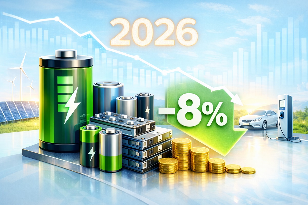 Nel 2026 il costo delle batterie scenderà dell’8%. Ecco perché secondo il rapporto Bloomberg