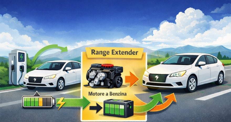 Rinnovabili • Che cos'è l'auto range extender? L'elettrica con un po' di motore termico