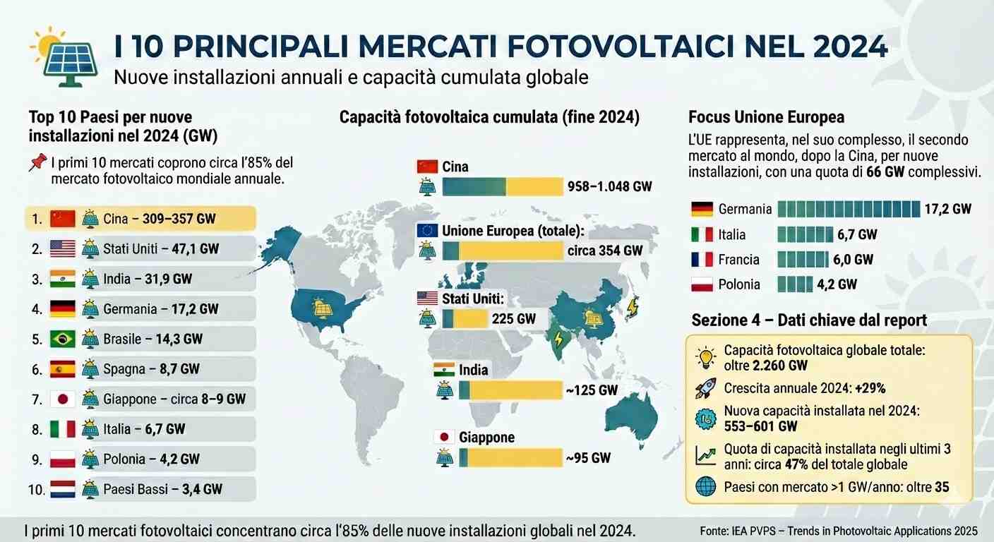 Mercato fotovoltaico globale 2024 - IEA-PVPS