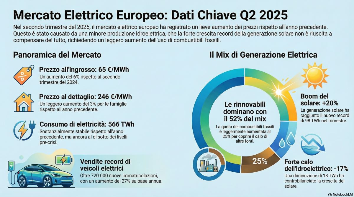 Energia elettrica nell’UE, rinnovabili al 52% del mix e record per il FV