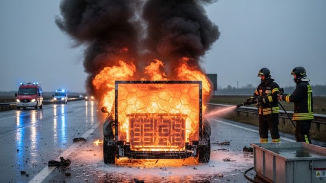 Rinnovabili • Incendio auto elettrica, la batteria che 