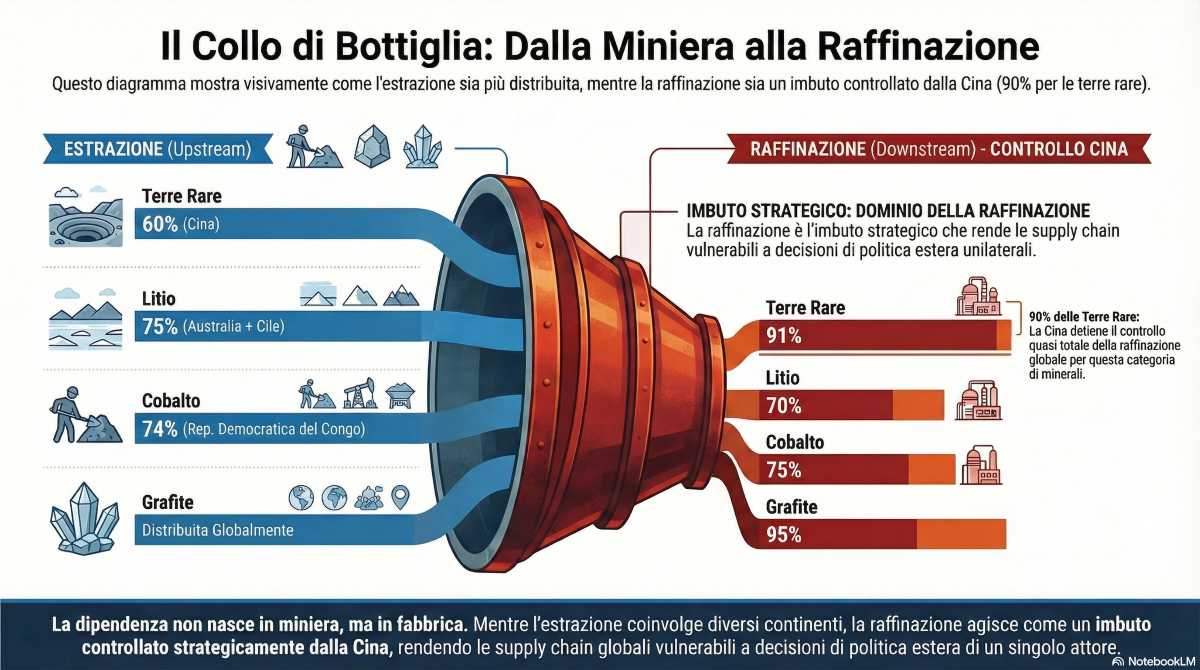 Il collo di bottiglia: dalla miniera alla raffinazione delle materie prime critiche