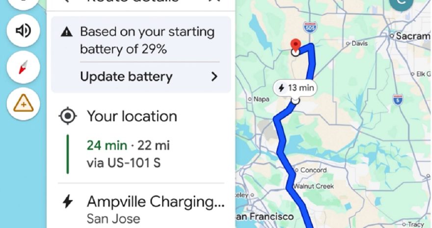 Rinnovabili • Google Maps si aggiorna per le auto elettriche: calcolo dei consumi e soste di ricarica con l'IA