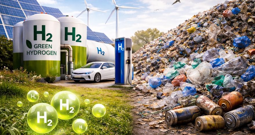 Rinnovabili • Dai rifiuti in plastica e batterie esauste, la trasformazione in idrogeno verde: la scoperta