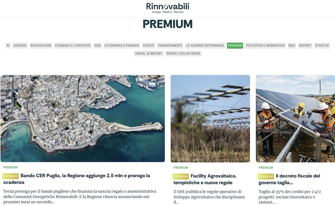 Rinnovabili lancia il nuovo PREMIUM FV e BESS dedicato ai professionisti del solare e dell’accumulo